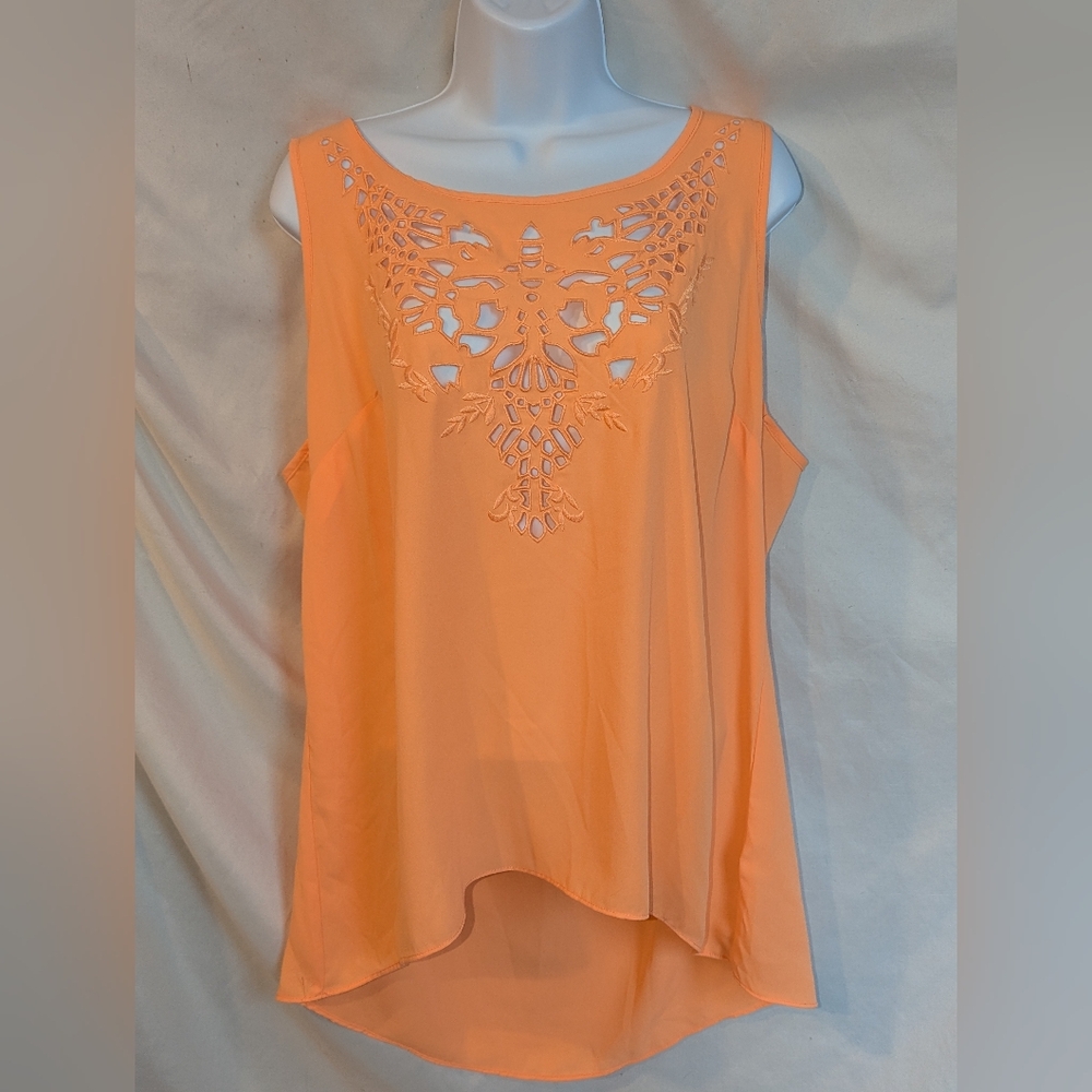Maurices Peach Sleeveless Blouse with Cut-Out Design